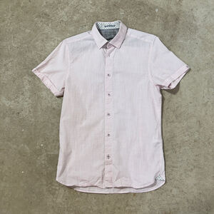 Ted Baker Pink White Microdot Casual Button Down Shirt Men's Small Short Sleeve